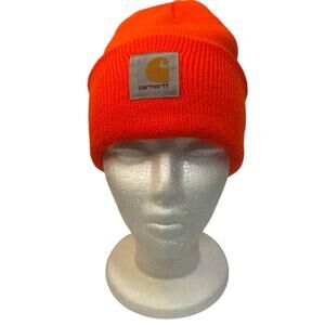 Carhartt Knit Beanie Hat‎ Orange Cuffed Winter Warm Outdoors Work Wear Cap